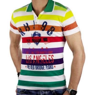 Redbridge Herren Poloshirt RB2050 Rot und Gr�n gestreif