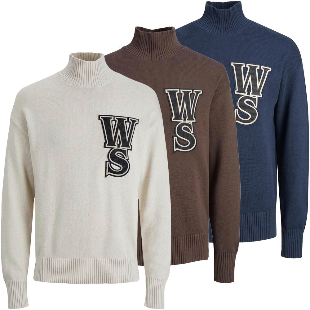 JACK & JONES Herren Strickpullover Mit Halb-Reißverschluss - Rddwalt Modell Mit Kapuze