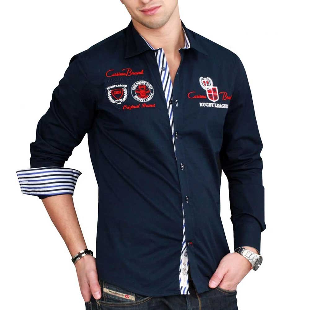 CARISMA Herren Hemd Slim Fit Fashion Poloshirt Schwarz ...