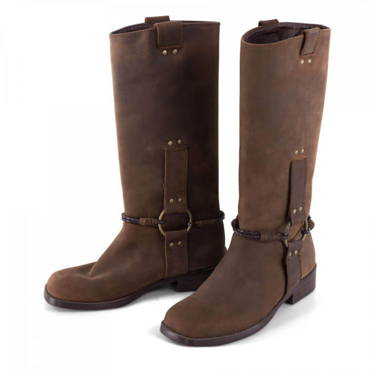 Friis Company Damen Stiefel Dunkelbraunem Echtleder Mit Textil Futter