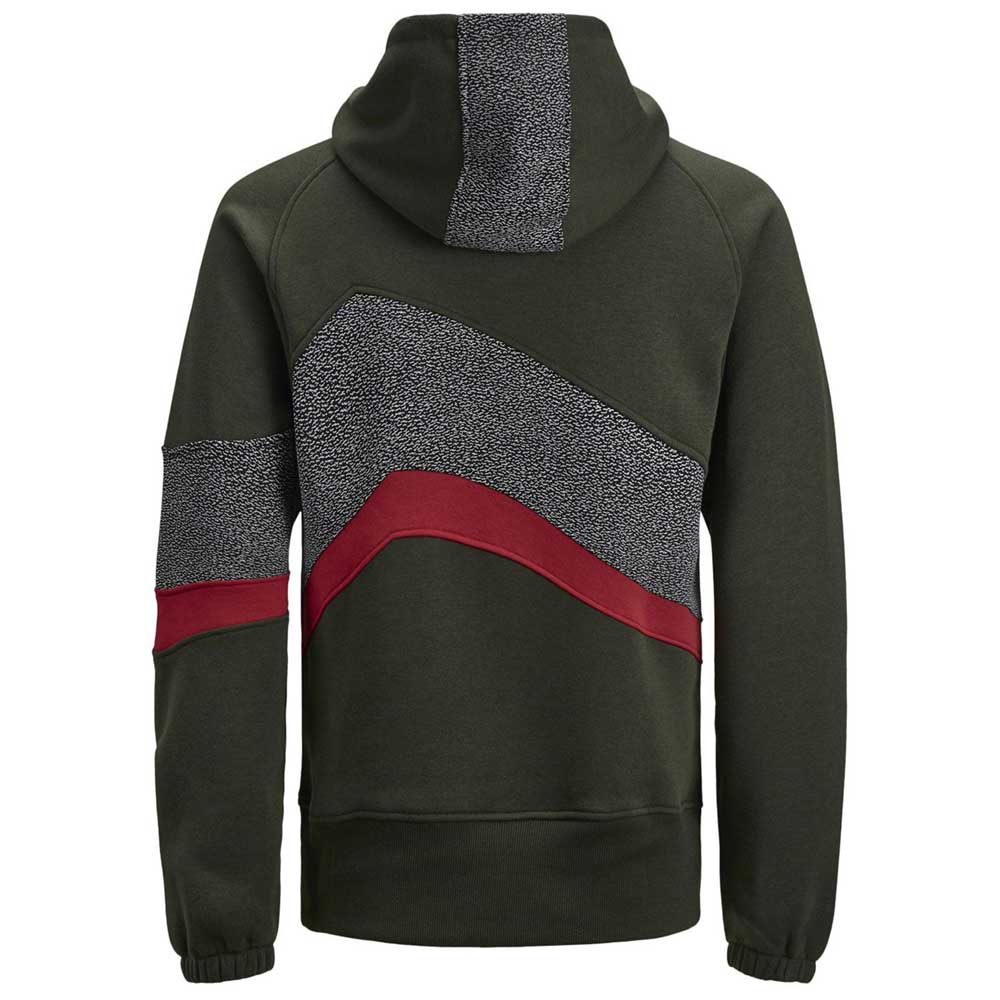 JACK & JONES Felpa Con Cappuccio Uomo – JcoAero Front Print, Nero, Taglio Ampio - 3