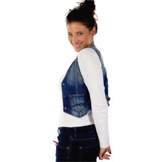 Miss Sixty Damen Weste Jeansweste leichte Stoffweste Blue Denim
