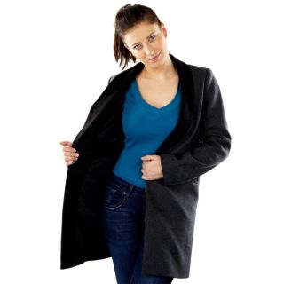 Maison & Scotch Damen Wollmantel �bergangsmantel Winterjacke Fellkragen Grau