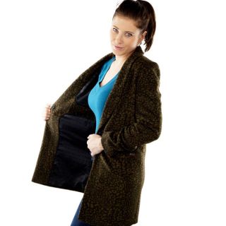 Maison & Scotch Damen Wollmantel �bergangsmantel Winterjacke Fellkragen Gr�n