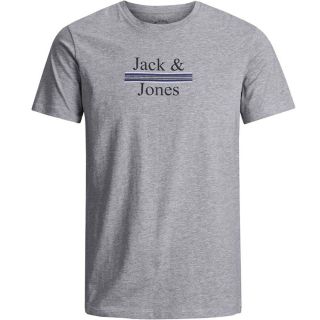 JACK & JONES Herren T-Shirt MIX Sommer Rundhals Kurzarm Print Slim Fit Jorart Marwa Grau