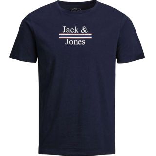 JACK & JONES Herren T-Shirt MIX Sommer Rundhals Kurzarm Print Slim Fit Jorart Marwa Dunkelblau