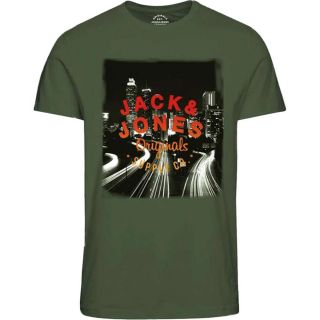 JACK & JONES Herren T-Shirt MIX Sommer Rundhals Kurzarm Print Slim Fit Jorbuiltcity Gr�n