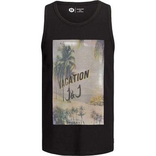 JACK & JONES Herren Tank Top Jorklovn Sommer Baumwolle Rundhals Oversize Fit Schwarz