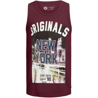 JACK & JONES Herren Tank Top Jorklovn Sommer Baumwolle Rundhals Oversize Fit Rot