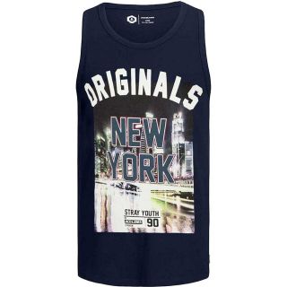 JACK & JONES Herren Tank Top Jorklovn Sommer Baumwolle Rundhals Oversize Fit Dunkelblau