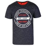 JACK & JONES Herren T-Shirt Jcotruth Sommer Baumwolle Print Rundhals Slim Fit Dunkelblau