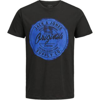 JACK & JONES Herren T-Shirt Jorrejistood Sommer Baumwolle Rundhals Slim Fit Schwarz