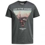JACK & JONES Herren T-Shirt Jorhello Sommer Baumwolle Print Rundhals Slim Fit Grau