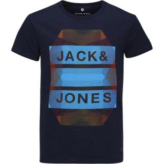 JACK & JONES Herren T-Shirt Jcoadvance Sommer Baumwolle Print Rundhals Slim Fit Dunkelblau