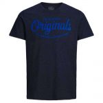 JACK & JONES Herren T-Shirt Jorautumn Sommer Baumwolle Print Rundhals Slim Fit Dunkelblau