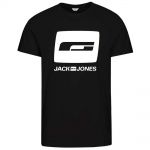 JACK & JONES Herren T-Shirt Jcofriday Sommer Baumwolle Print Rundhals Slim Fit Schwarz