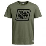 JACK & JONES Herren T-Shirt Jcofriday Sommer Baumwolle Print Rundhals Slim Fit Oliv