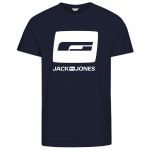 JACK & JONES Herren T-Shirt Jcofriday Sommer Baumwolle Print Rundhals Slim Fit Dunkelblau