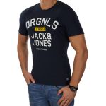 JACK & JONES Herren T-Shirt Jormasked Sommer Baumwolle Rundhals Regular Fit Blau