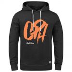 Jack & Jones Herren Kapuzenpullover Jornew Quay Sweat Hoodie Schwarz-Orange