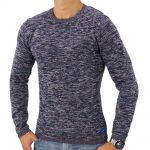 JACK & JONES Herren Strickpullover Glowy Knit Winter Crew Neck Meliert Baumwolle Blau