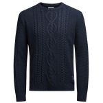 JACK & JONES Herren Strickpullover Winter Bim Knit Rundhals Strickmuster Casual Blau