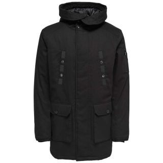 Only & Sons Herren Parka Onspedro Winterjacke Wintermantel Unifarben Casual Schwarz