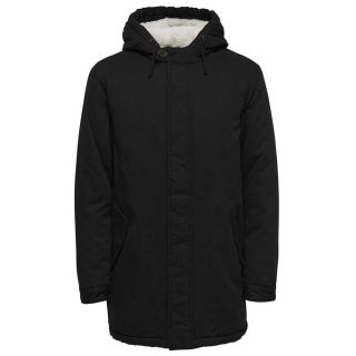 ONLY & SONS Winterjacke Herren Teddy Parka Jacket Teddyfell Schwarz Winterparka Tap Shoe (dunkles Schwarz)