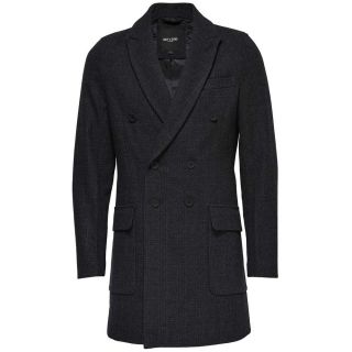 Only & Sons Herren Mantel Onssvend Wollmantel  Wintermantel Business Kariert Grau