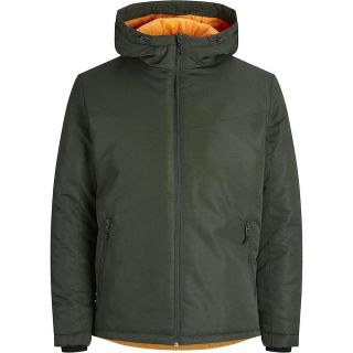 JACK & JONES Daunenjacke Jcobarkley Steppjacke Pufferjacke Winterjacke Kapuze Gr�n