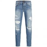 Jack & Jones Herren Jeans Jjiglenn Jjicon Bl 782 Slim Fit Destroyed Look Stretch Blue Denim
