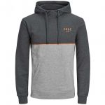 Jack & Jones Kapuzenpullover Jcopiping Sweat Hoodie Ltd Herren Grau