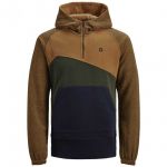 Jack & Jones Kapuzenpullover Jcoselect Sweat Hood Half Zip Herren Braun