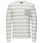 JACK & JONES Herren Strickpullover Jonas Knit D�nn Streifen Baumwolle Casual Wei�