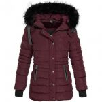 Geographical Norway Damen Winterjacke Daleo Steppjacke Fellkapuze Frauenjacke Weinrot