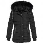 Geographical Norway Damen Winterjacke Daleo Steppjacke Fellkapuze Frauenjacke Schwarz