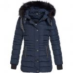 Geographical Norway Damen Winterjacke Daleo Steppjacke Fellkapuze Frauenjacke Navyblau