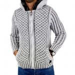 Blackrock Jeel Herren Strickpullover mit Kapuze in Schwarz-Wei� Wei�