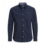 Jack & Jones Herren Hemd Jornord Shirt Ls Stretch Dunkelblau