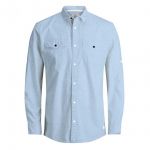Jack & Jones Herren Hemd Jorscreen Shirt Ls Fold Up Sleeve Blau