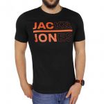 JACK & JONES Herren T-Shirt Jcocool Sommer Baumwolle Print Rundhals Slim Fit Schwarz