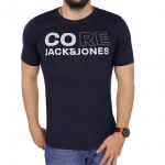 JACK & JONES Herren T-Shirt Jcocool Sommer Baumwolle Print Rundhals Slim Fit Blau