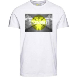 JACK & JONES Herren T-Shirt Jcoray Sommer Baumwolle Print Rundhals Slim Fit Wei�