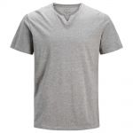 JACK & JONES Herren T-Shirt Jornotch Sommer Baumwolle Print Rundhals Regular Fit Grau