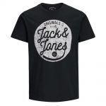 JACK & JONES Herren T-Shirt Jorstood Sommer Baumwolle Print Rundhals Slim Fit Schwarz