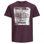JACK & JONES Herren T-Shirt Jorstood Sommer Baumwolle Print Rundhals Slim Fit Rot
