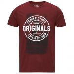 JACK & JONES Herren T-Shirt Jorkola Sommer Baumwolle Print Rundhals Slim Fit Rot