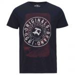 JACK & JONES Herren T-Shirt Jorkola Sommer Baumwolle Print Rundhals Slim Fit Dunkelblau