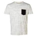 SELECTED HOMME Herren T-Shirt Indi Tee Meliert Brusttasche Regular Fit Baumwolle Wei�