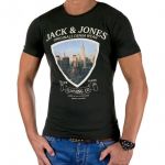JACK & JONES Herren T-Shirt Jorspice Sommer Baumwolle Print Rundhals Slim Fit Dunkelgrau